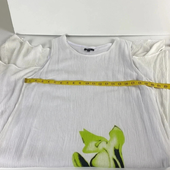 White green floral print shark bite hem tunic shift dress beach dress size large - Picture 4 of 12